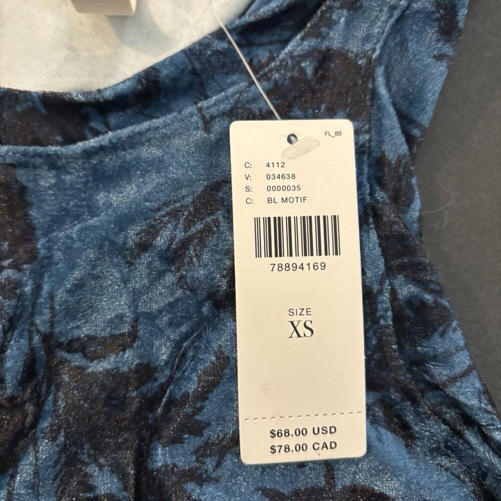 NWT Anthropologie Pilcro XS Velvet Racerback Tank Blue Floral Whimsigoth Witchy - Picture 8 of 13